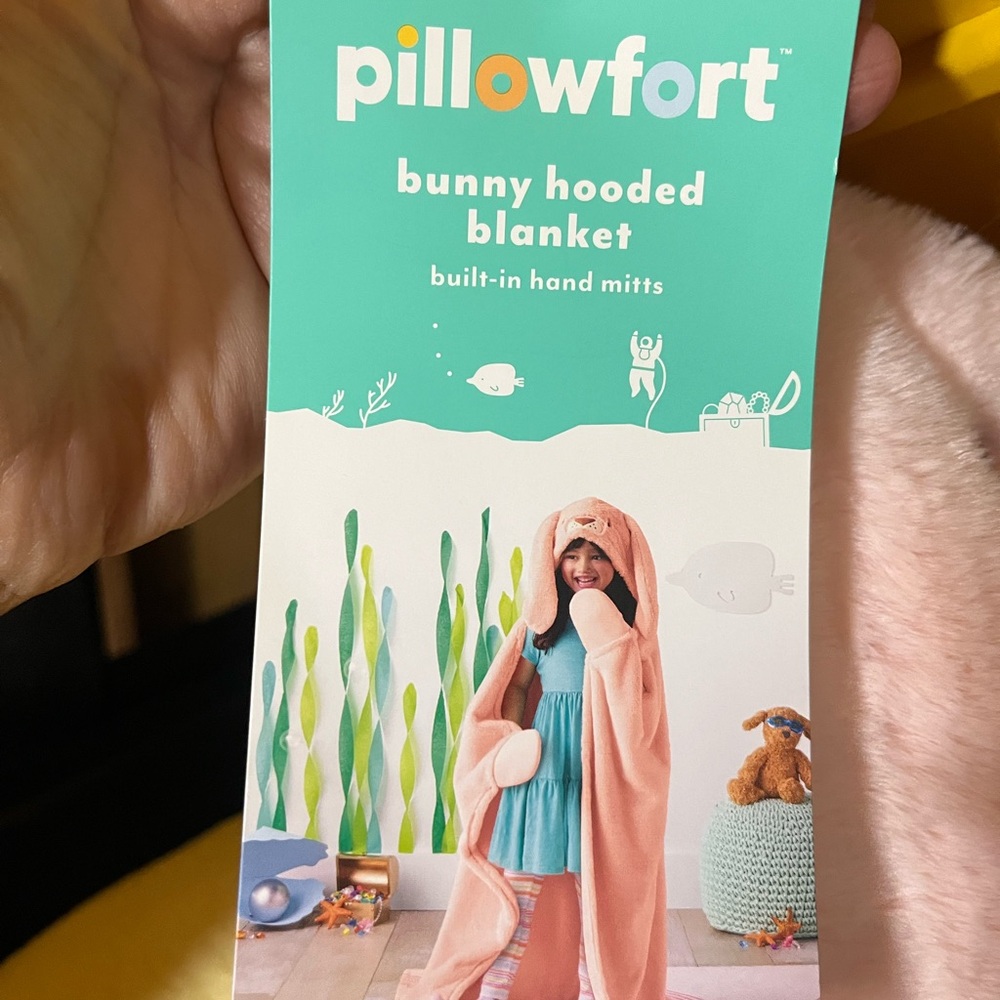 Pillowfort Bunny Hooded Blanket - Soft Peach